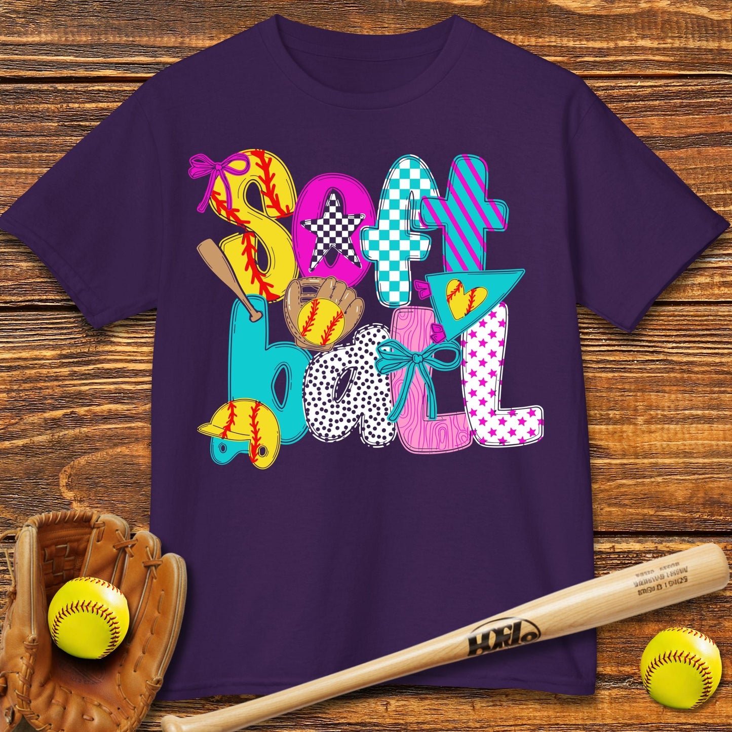 Cute Softball Bow Kids T-shirt - HomeRun PrintsKids clothes