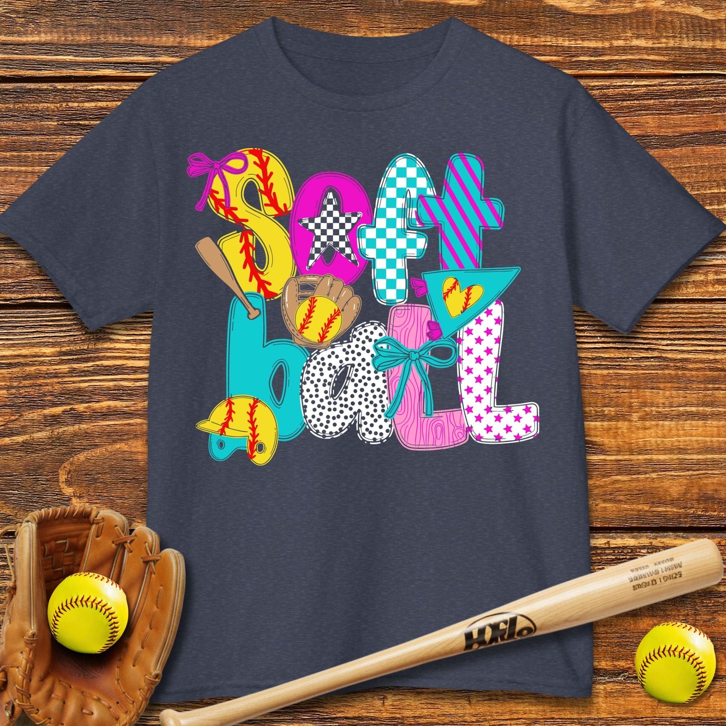 Cute Softball Bow Kids T-shirt - HomeRun PrintsKids clothes