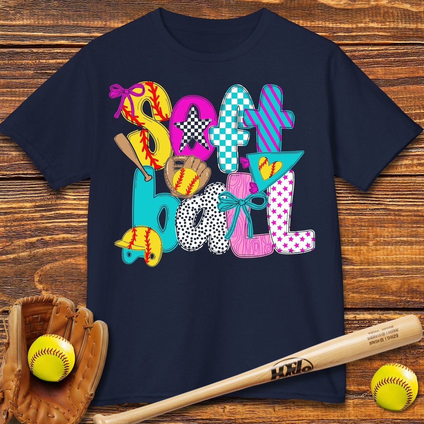 Cute Softball Bow Kids T-shirt - HomeRun PrintsKids clothes