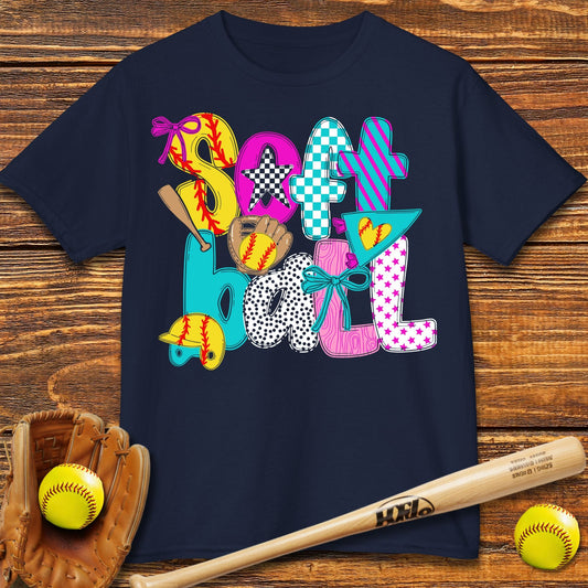 Cute Softball Bow Kids T-shirt - HomeRun PrintsKids clothes