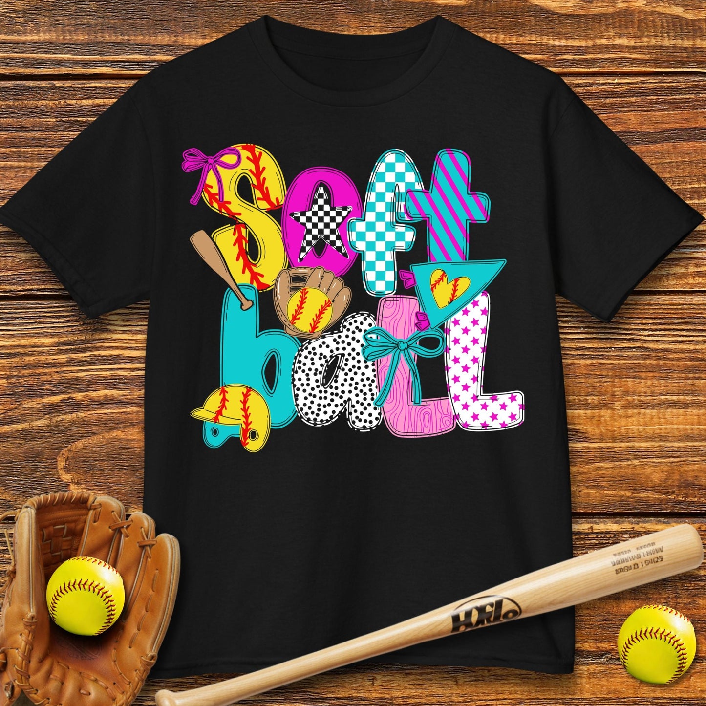 Cute Softball Bow Kids T-shirt - HomeRun PrintsKids clothes