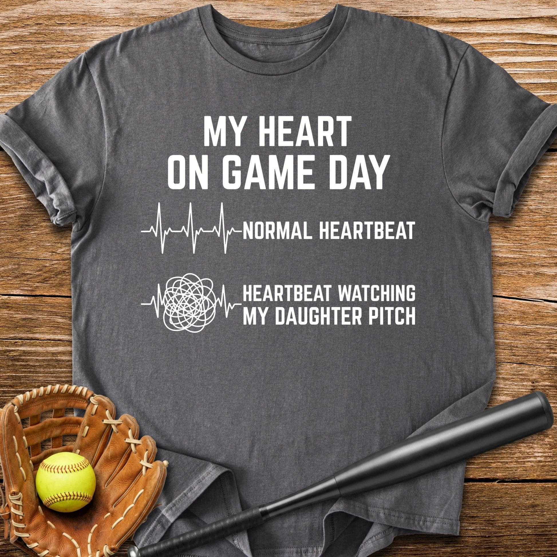 Daughter Pitch Races My Heart - HomeRun PrintsT-Shirt