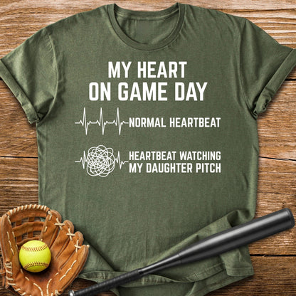 Daughter Pitch Races My Heart - HomeRun PrintsT-Shirt