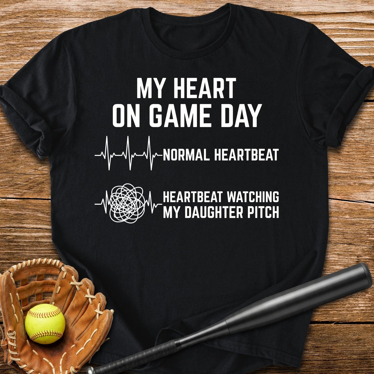 Daughter Pitch Races My Heart - HomeRun PrintsT-Shirt