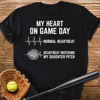 Daughter Pitch Races My Heart - HomeRun PrintsT-Shirt