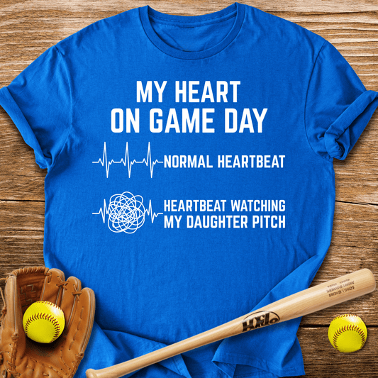 Daughter Pitch Races My Heart T-Shirt - HomeRun PrintsT-Shirt