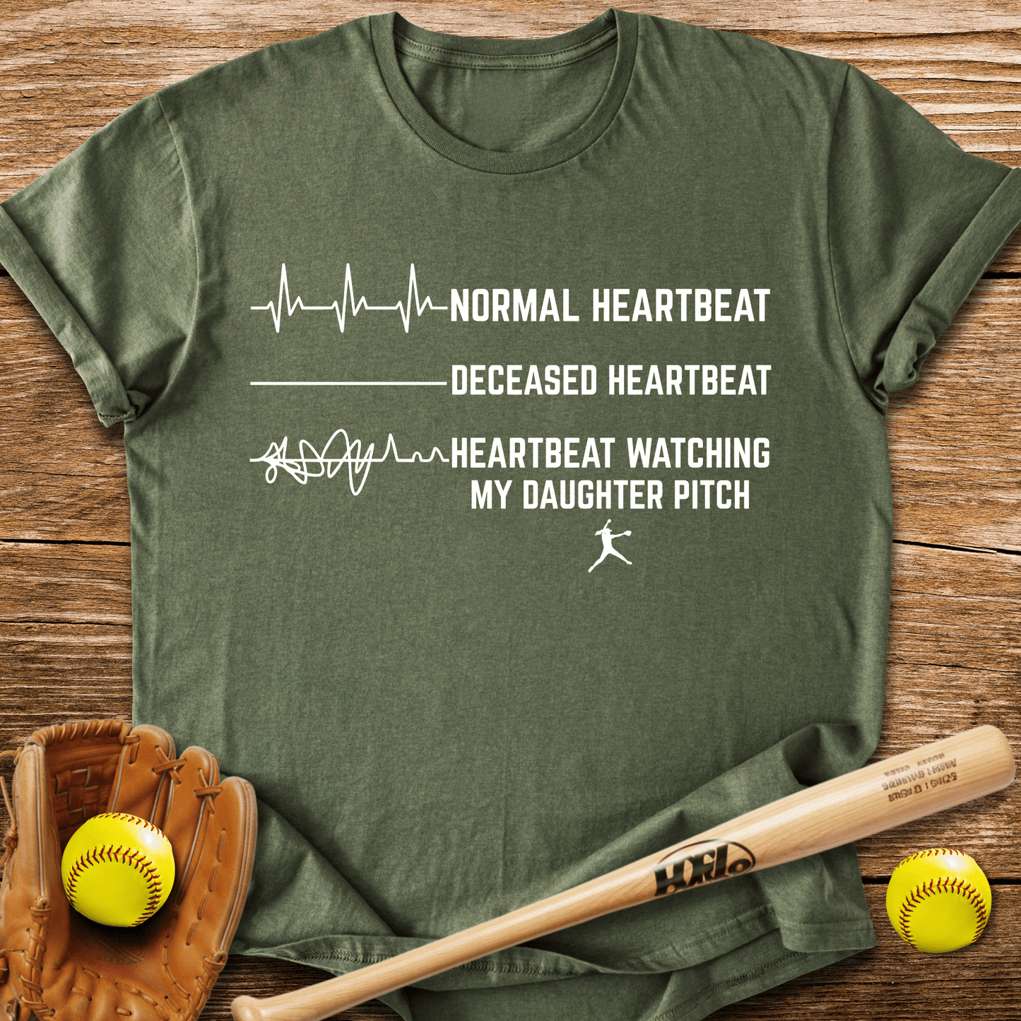 Daughter's Pitch Flatlines Me T-Shirt - HomeRun PrintsT-Shirt