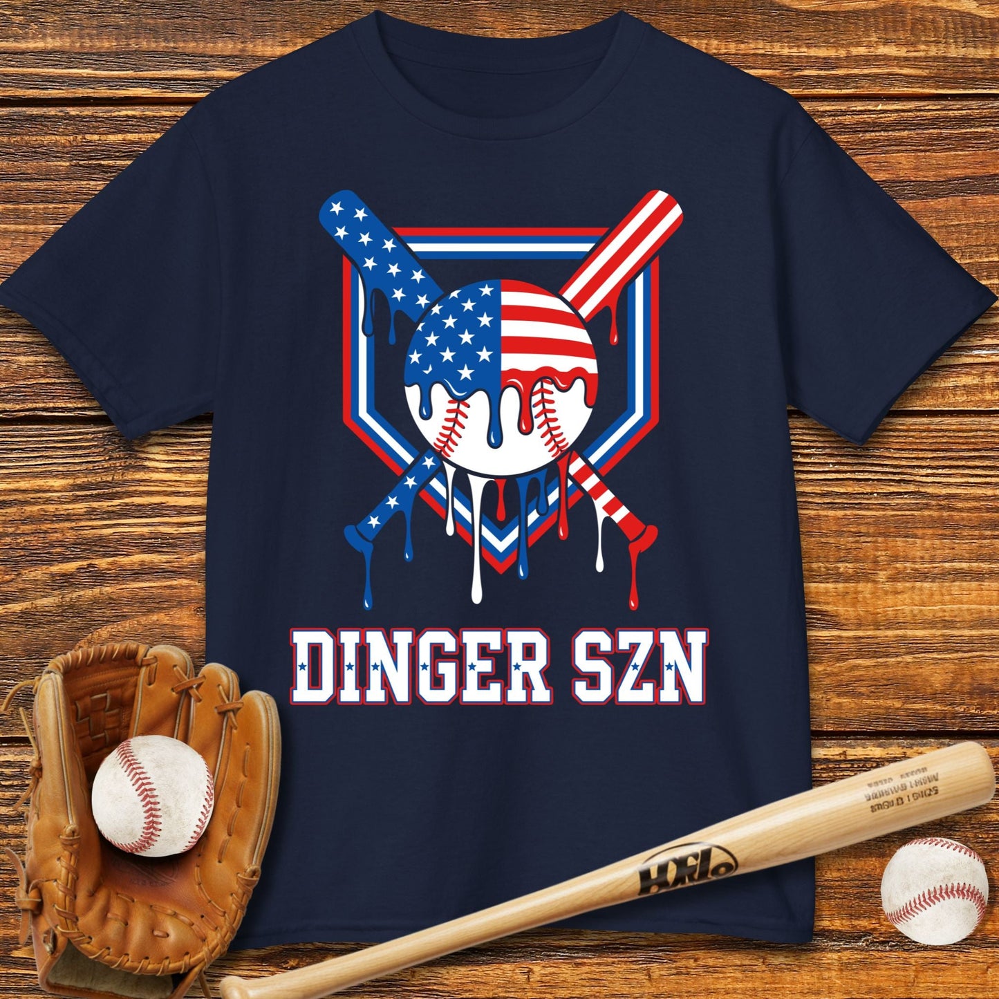 Dinger Szn Patriotic Kids T-shirt - HomeRun PrintsKids clothes