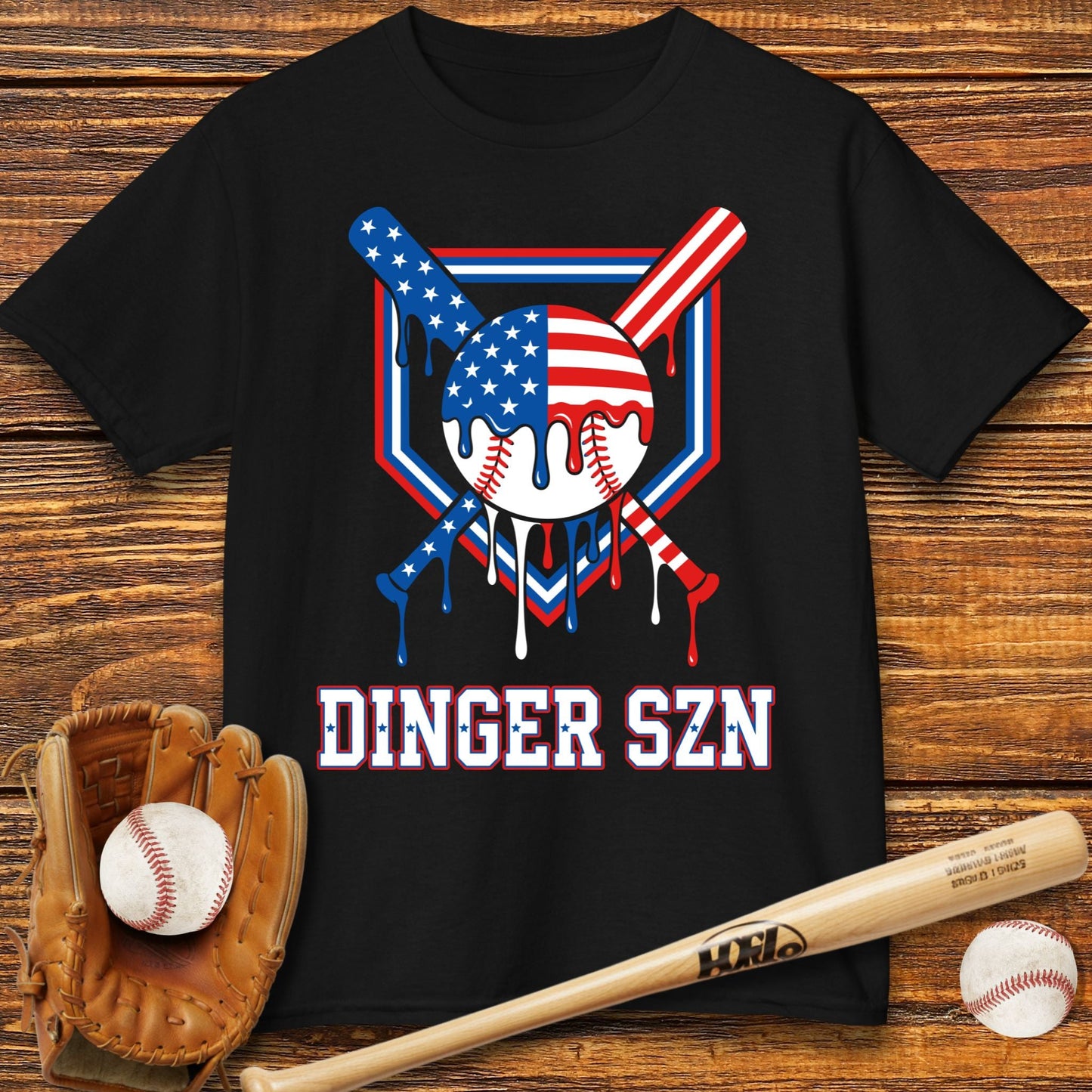 Dinger Szn Patriotic Kids T-shirt - HomeRun PrintsKids clothes