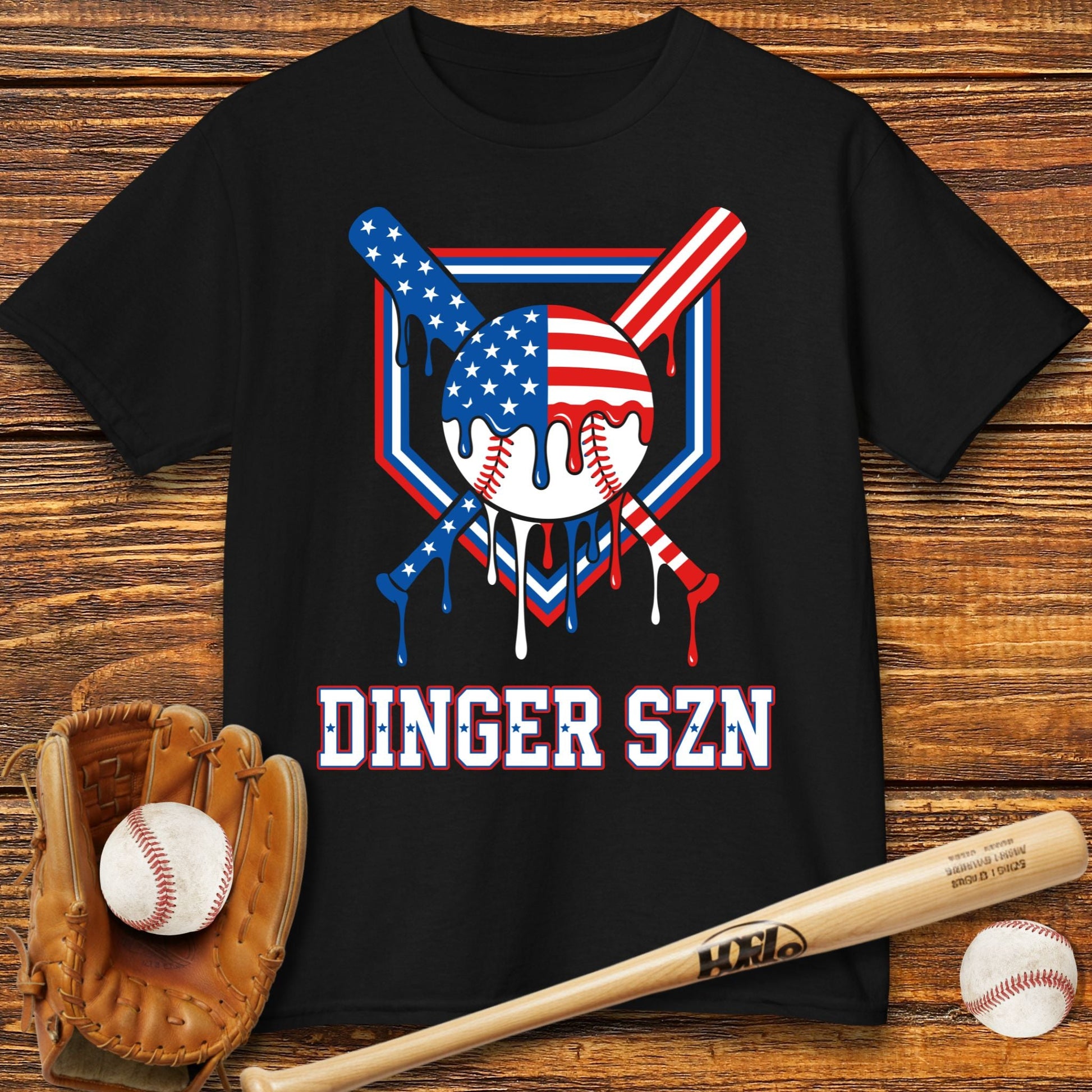 Dinger Szn Patriotic Kids T-shirt - HomeRun PrintsKids clothes