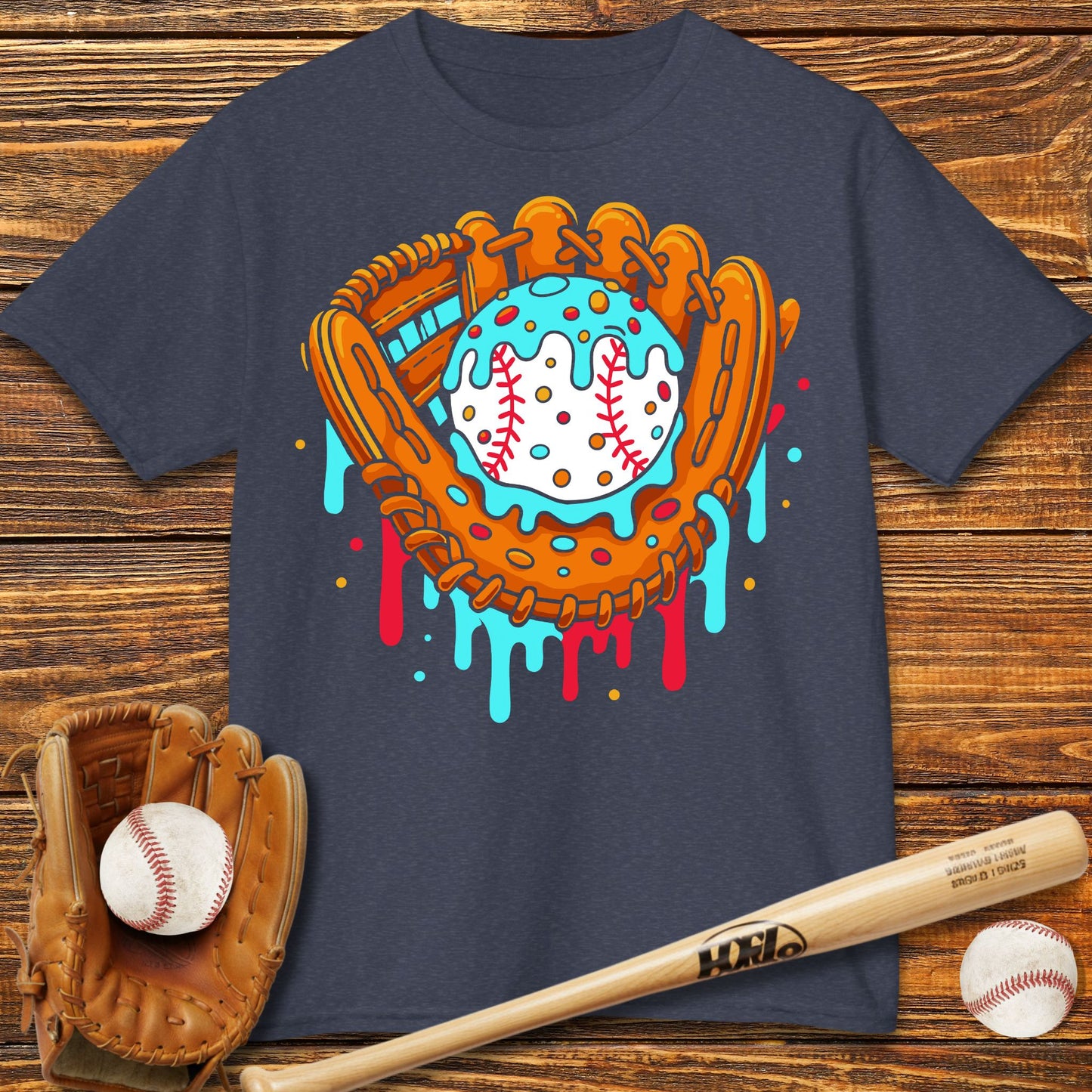 Drip Baseball Glove Kids T-Shirt - HomeRun PrintsKids clothes