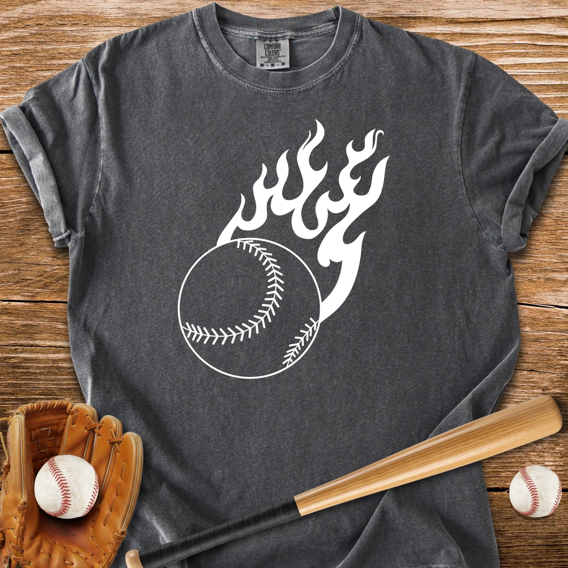 Flaming Baseball - HomeRun PrintsComfort Colors