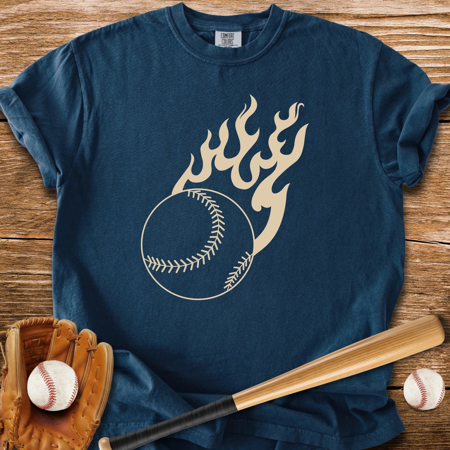 Flaming Baseball - HomeRun PrintsComfort Colors