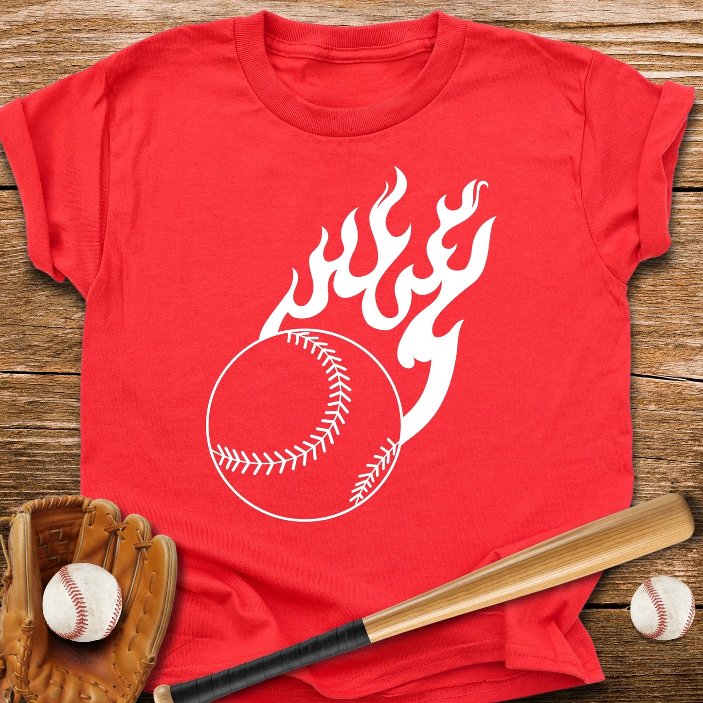 Flaming Baseball Youth Tee - HomeRun PrintsKids clothes