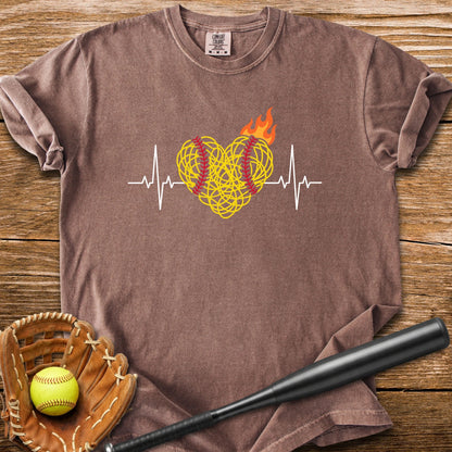 Flaming Softball Heartbeat - HomeRun PrintsComfort Colors