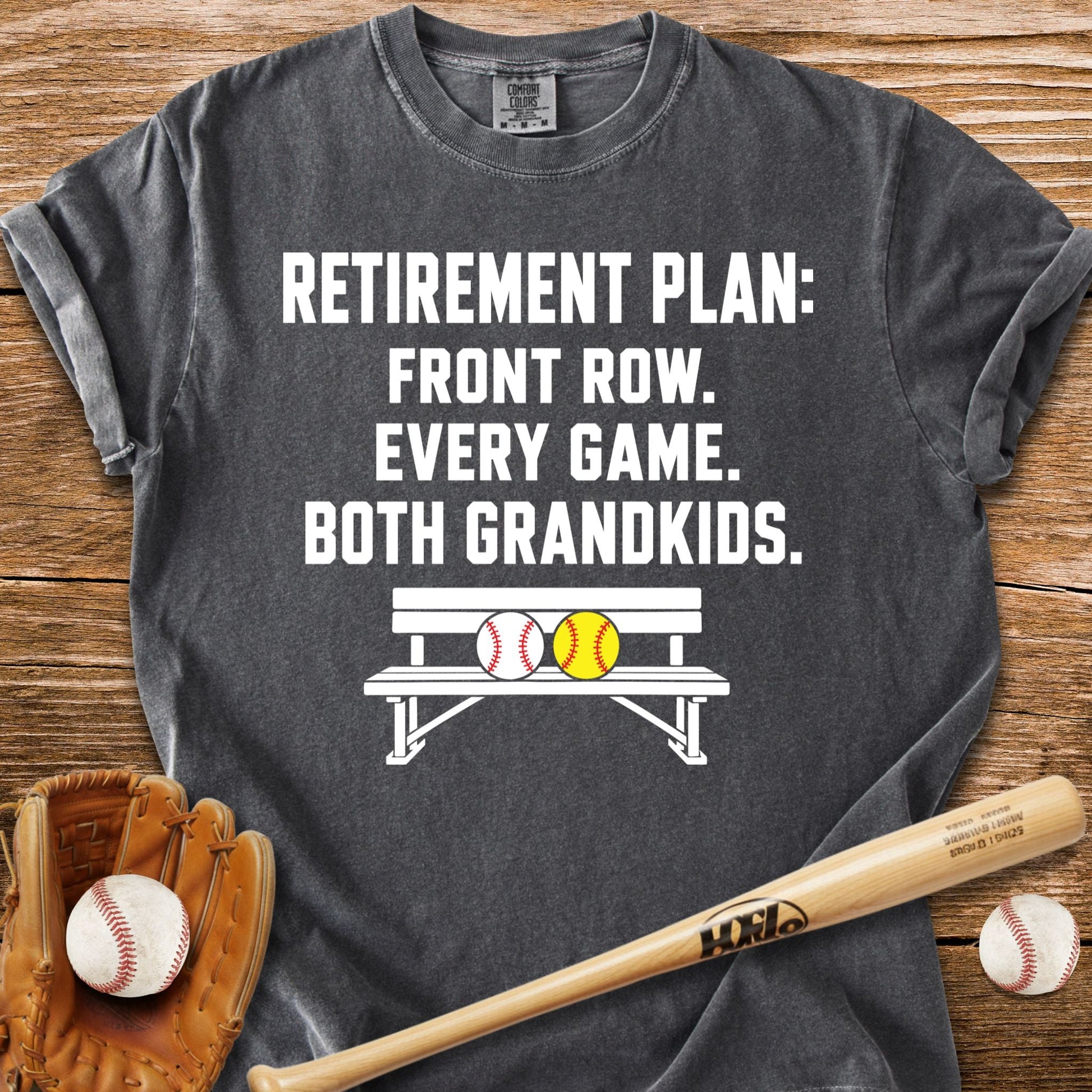 Front Row For Both Grandkids T-Shirt - HomeRun PrintsComfort Colors