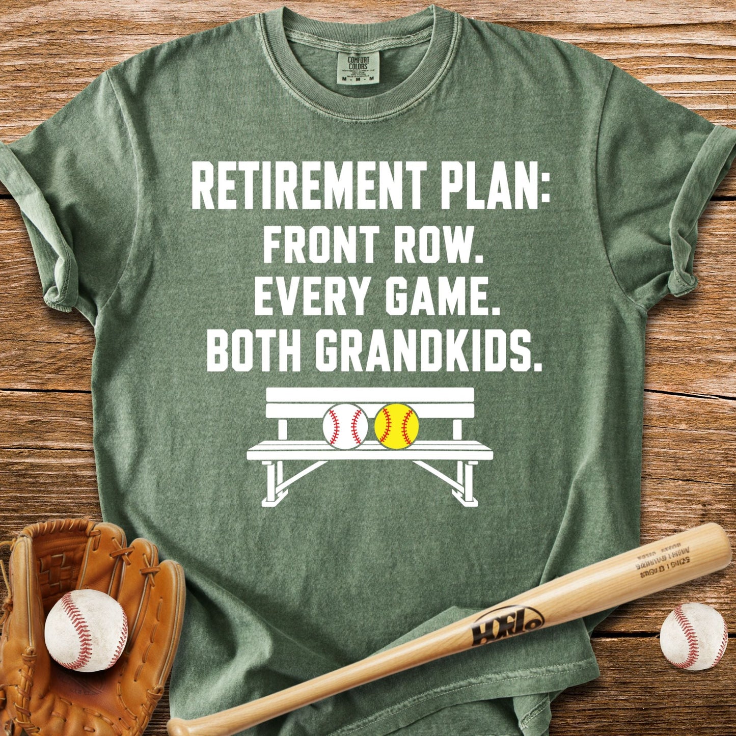 Front Row For Both Grandkids T-Shirt - HomeRun PrintsComfort Colors