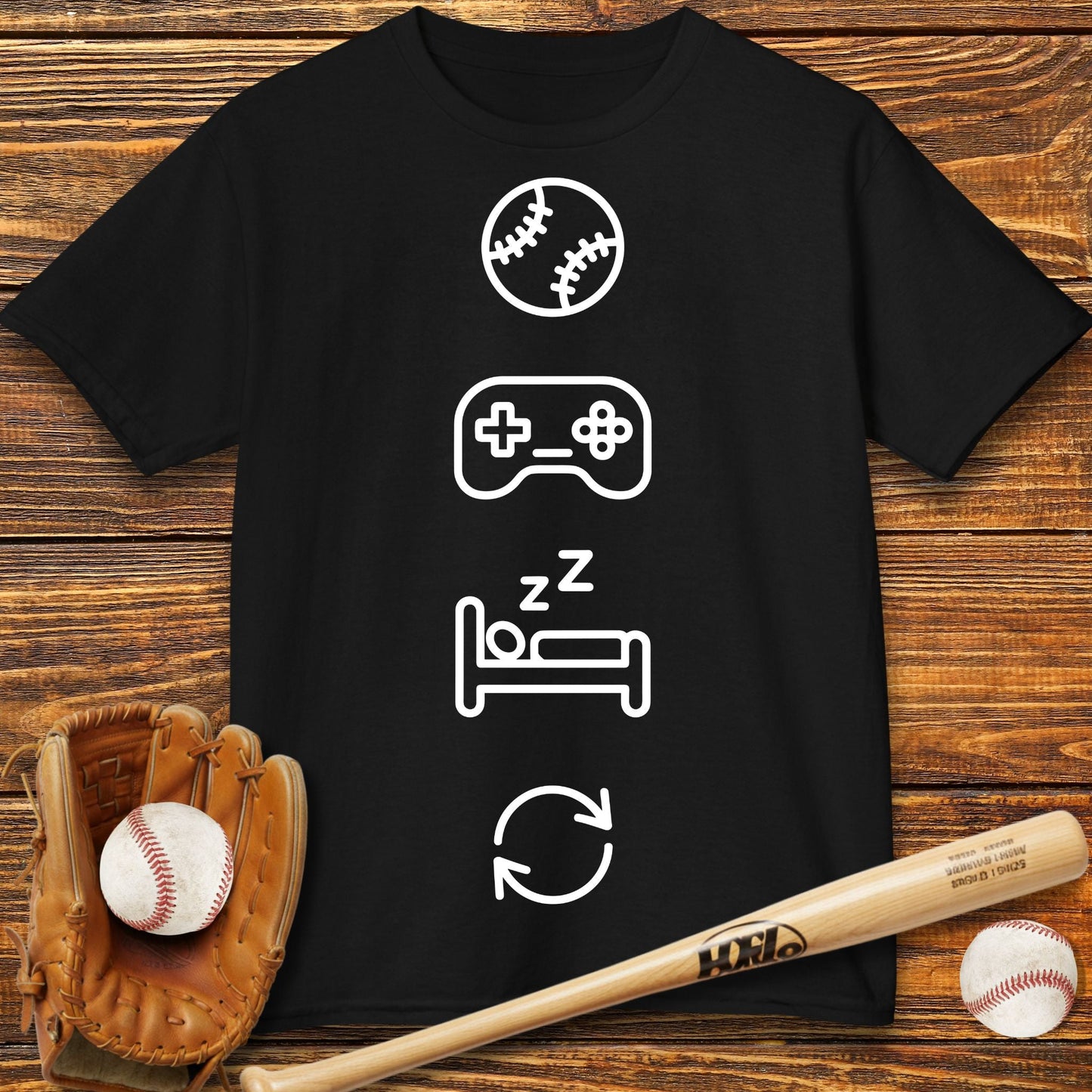 Gaming Sleep Repeat Kids T-Shirt - HomeRun PrintsKids clothes