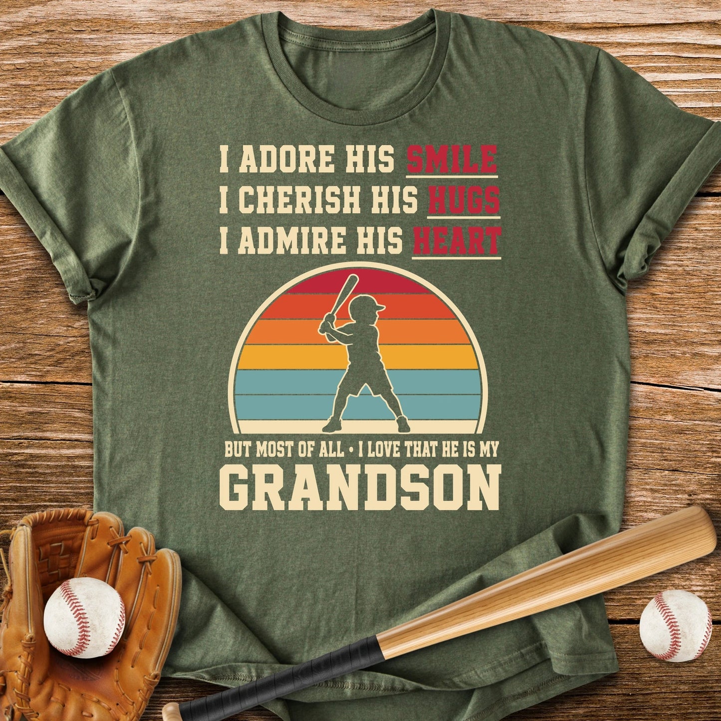 Grandma's Baseball Heart - HomeRun PrintsT-Shirt