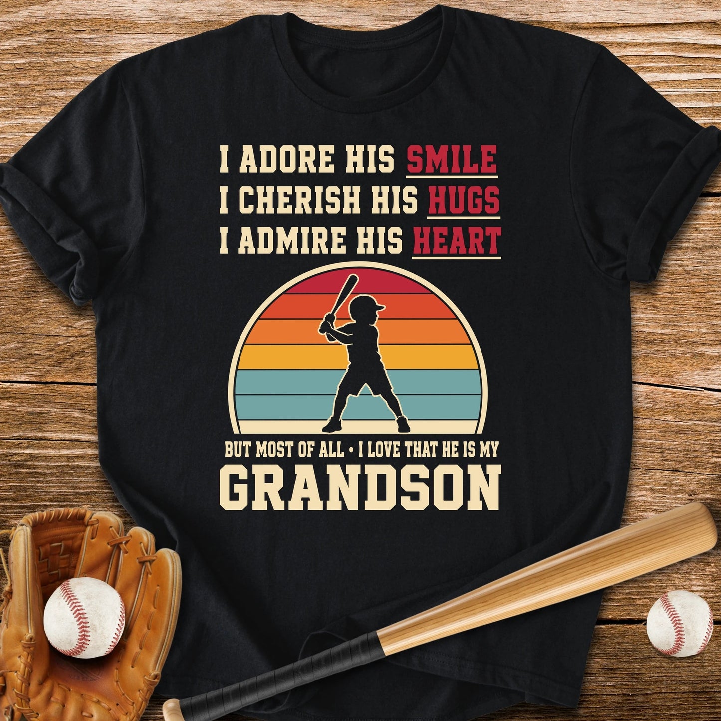 Grandma's Baseball Heart - HomeRun PrintsT-Shirt