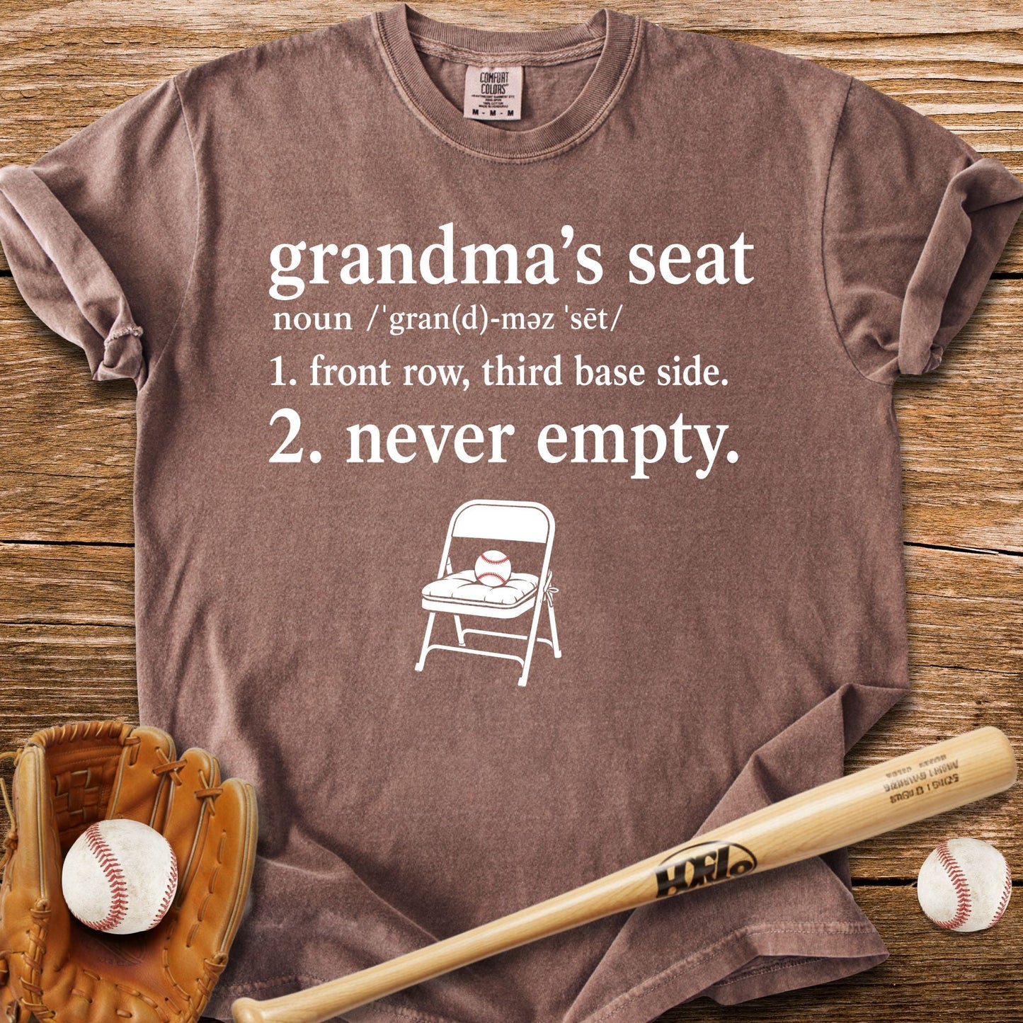 Grandma's Seat Never Empty T-Shirt - HomeRun PrintsComfort Colors