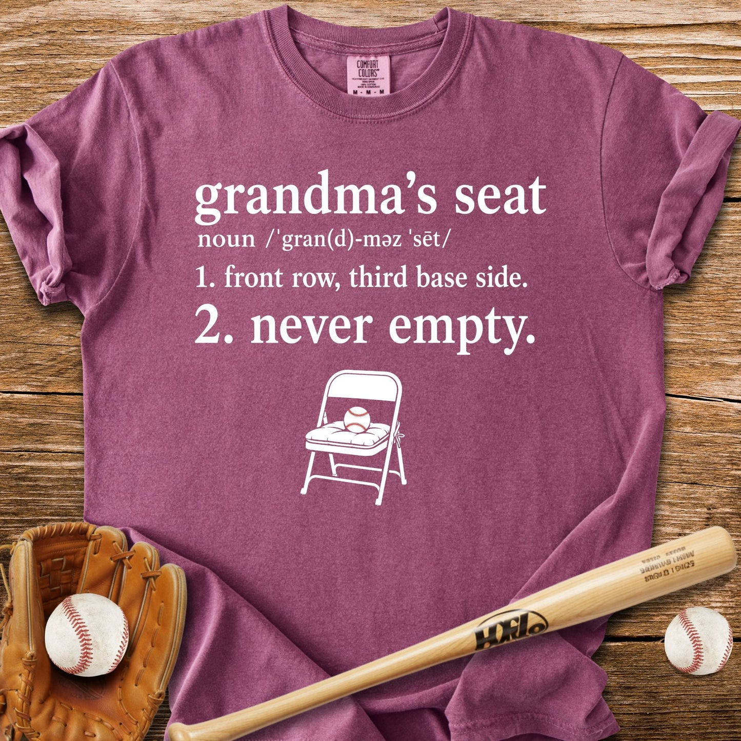 Grandma's Seat Never Empty T-Shirt - HomeRun PrintsComfort Colors
