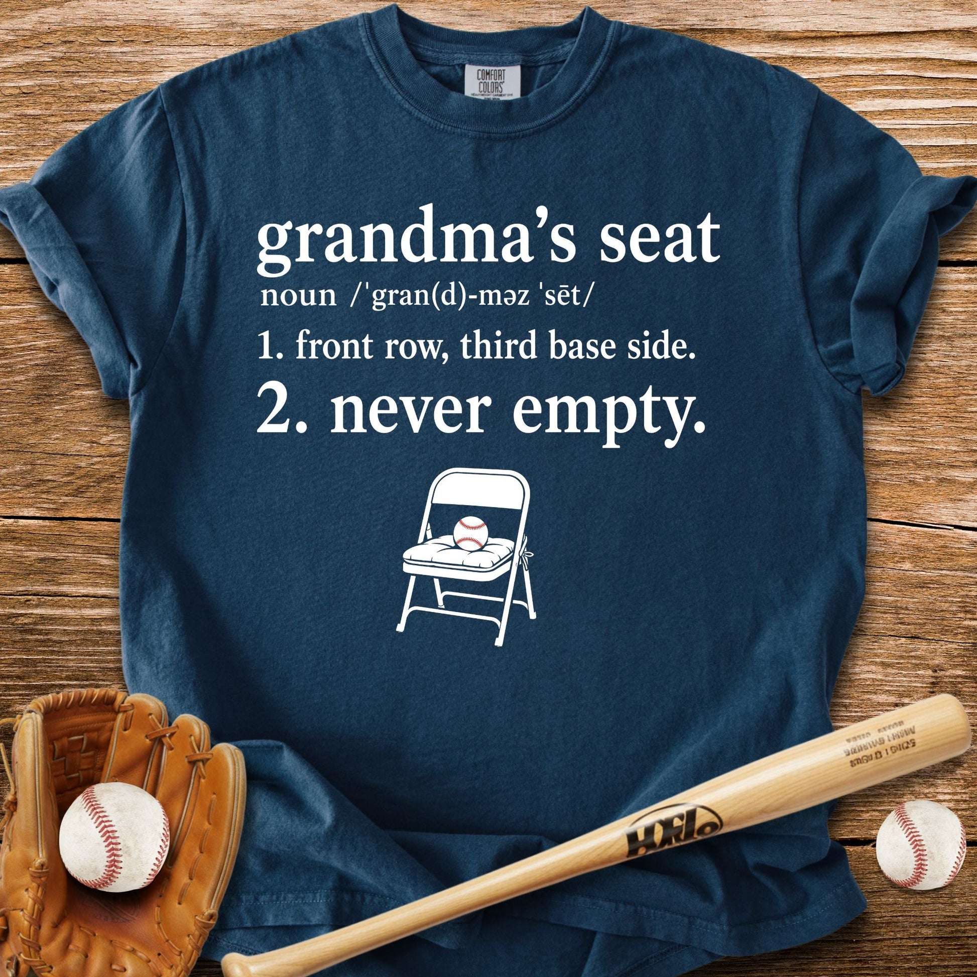 Grandma's Seat Never Empty T-Shirt - HomeRun PrintsComfort Colors