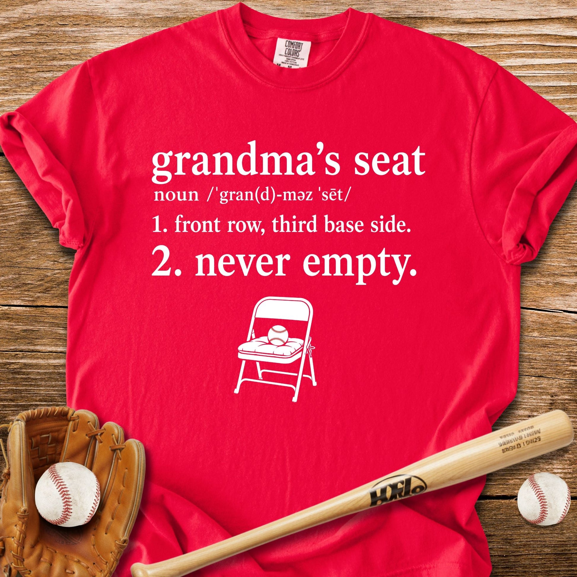 Grandma's Seat Never Empty T-Shirt - HomeRun PrintsComfort Colors