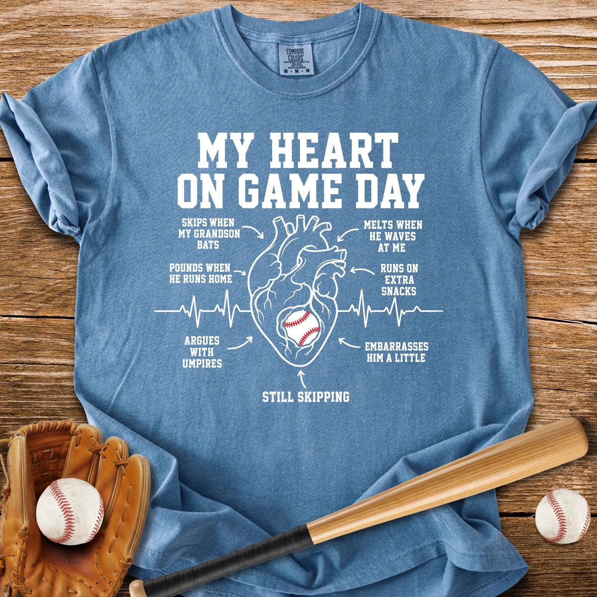 Grandson Game Day Heart - HomeRun PrintsComfort Colors