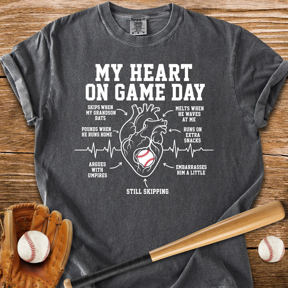 Grandson Game Day Heart - HomeRun PrintsComfort Colors