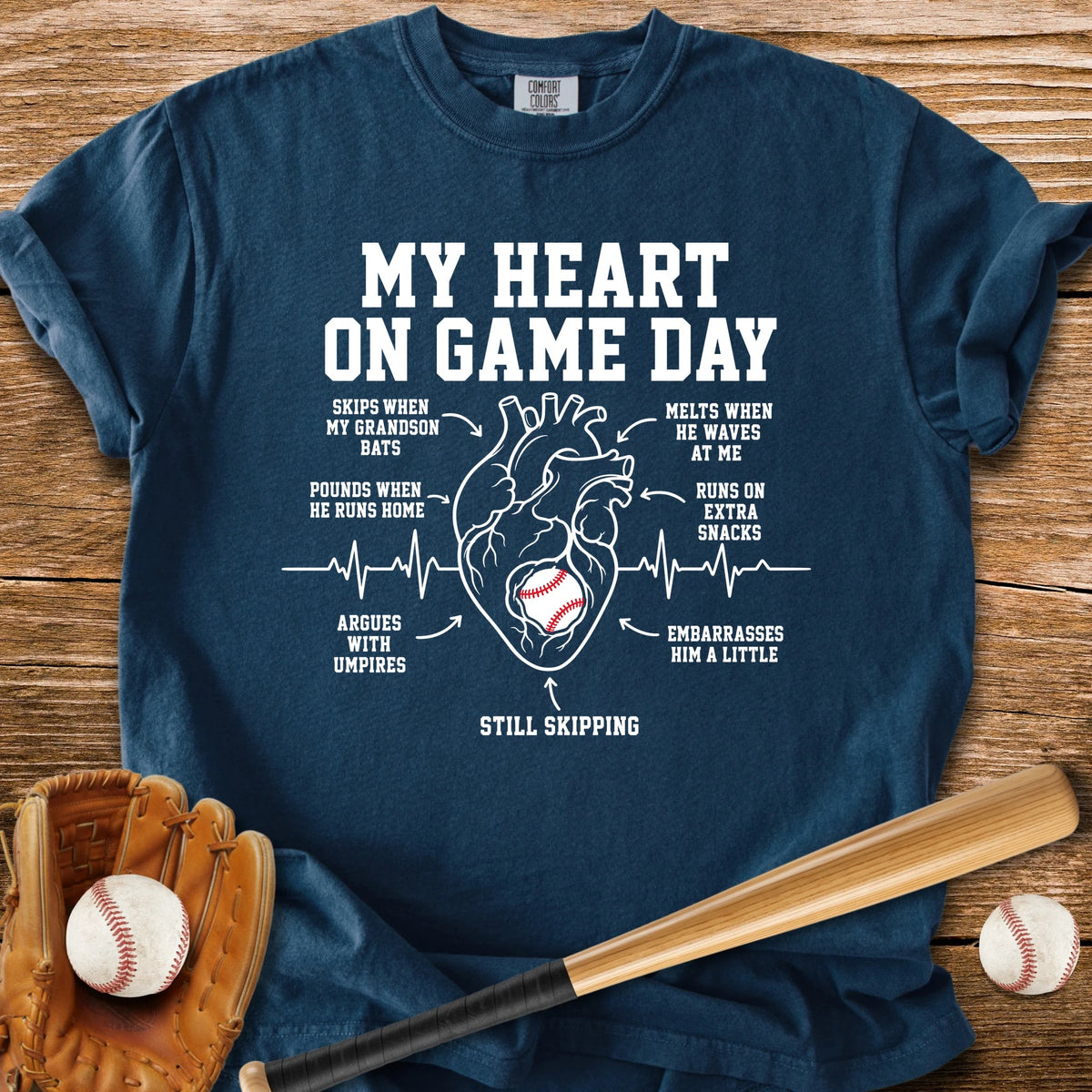 Grandson Game Day Heart - HomeRun PrintsComfort Colors