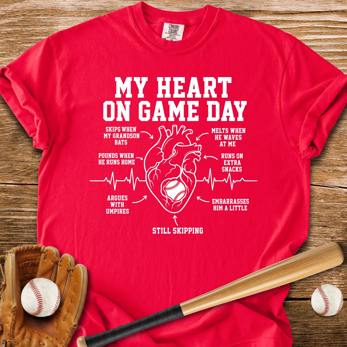 Grandson Game Day Heart - HomeRun PrintsComfort Colors