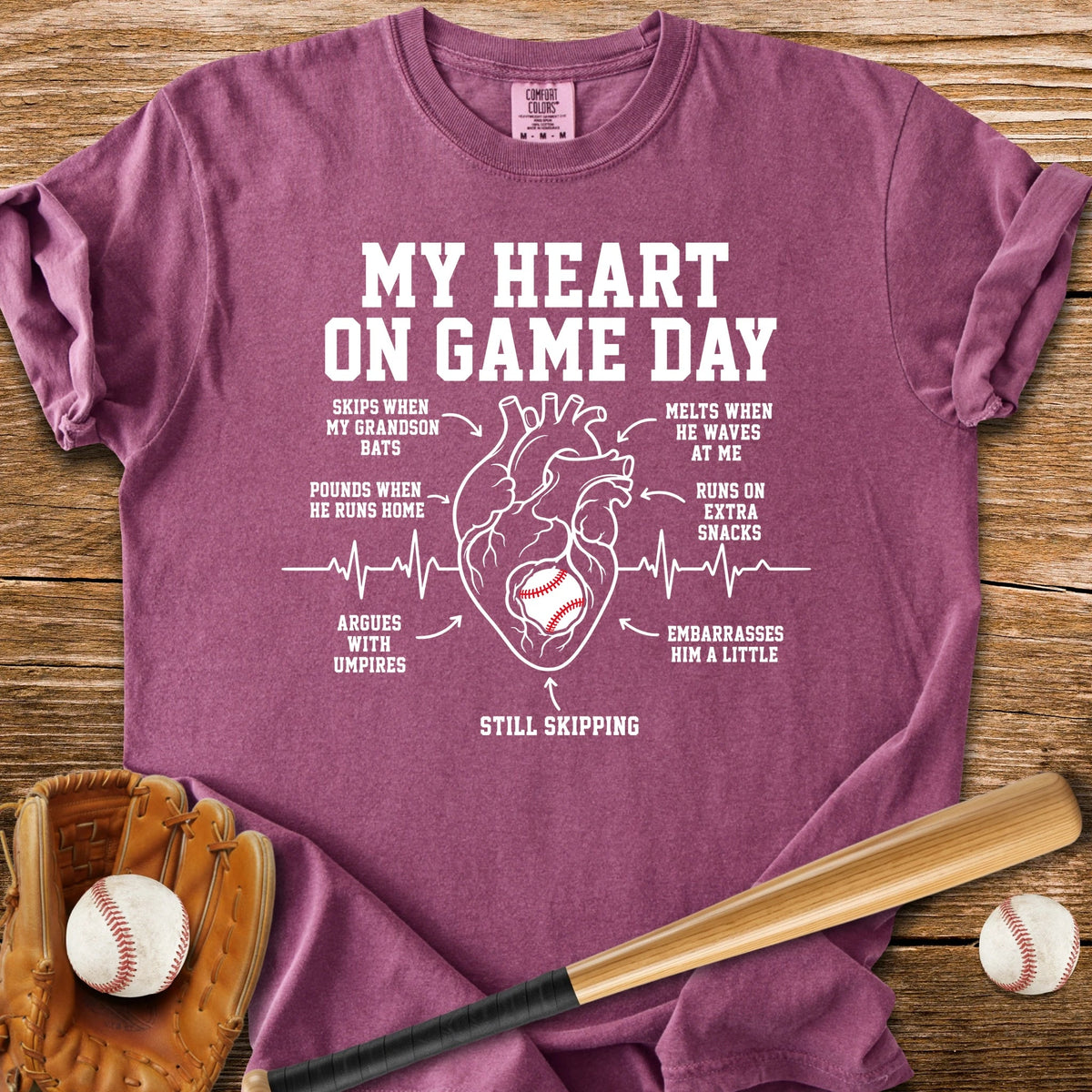 Grandson Game Day Heart - HomeRun PrintsComfort Colors