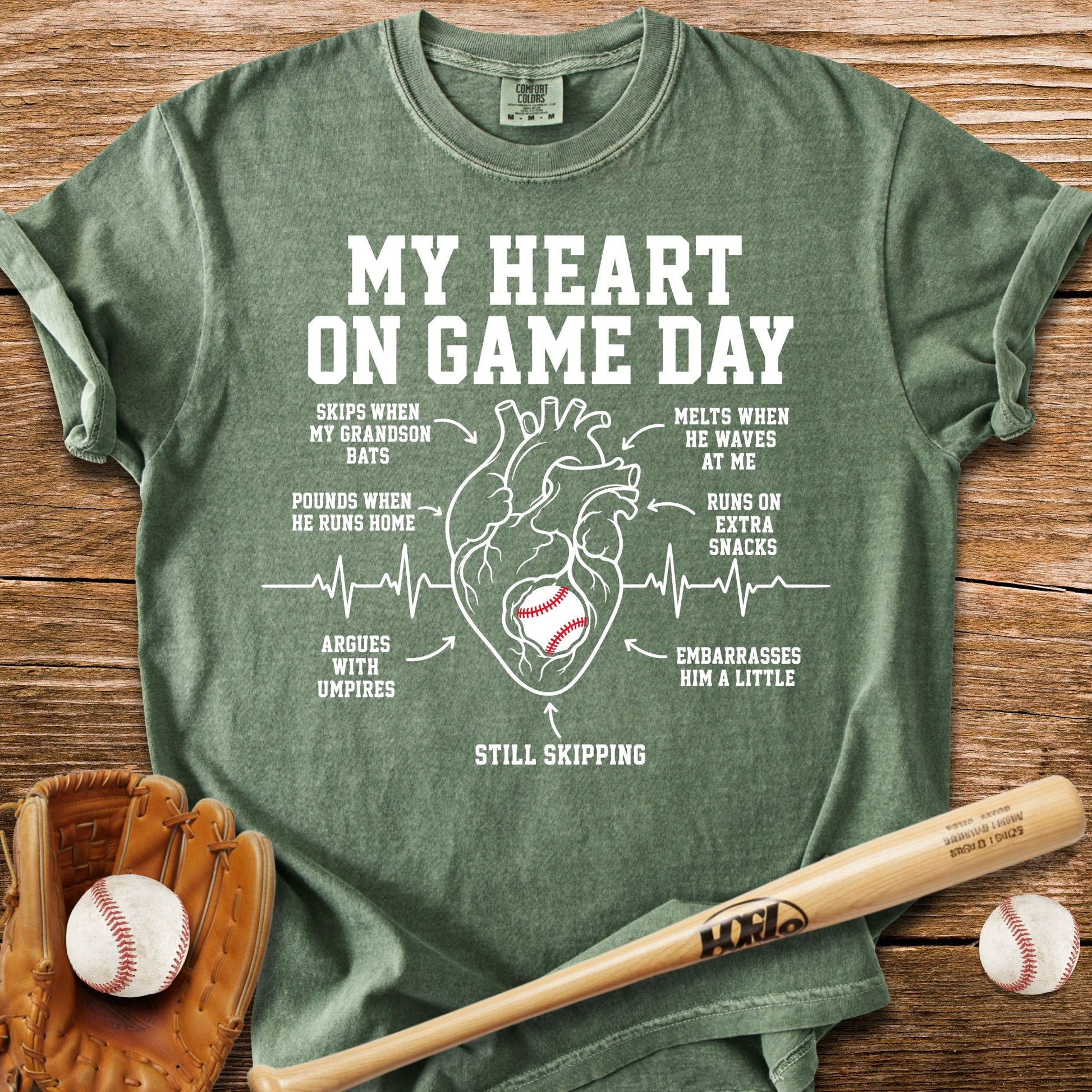 Grandson Game Day Heart T-Shirt - HomeRun PrintsComfort Colors
