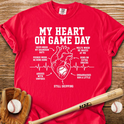 Grandson Game Day Heart T-Shirt - HomeRun PrintsComfort Colors