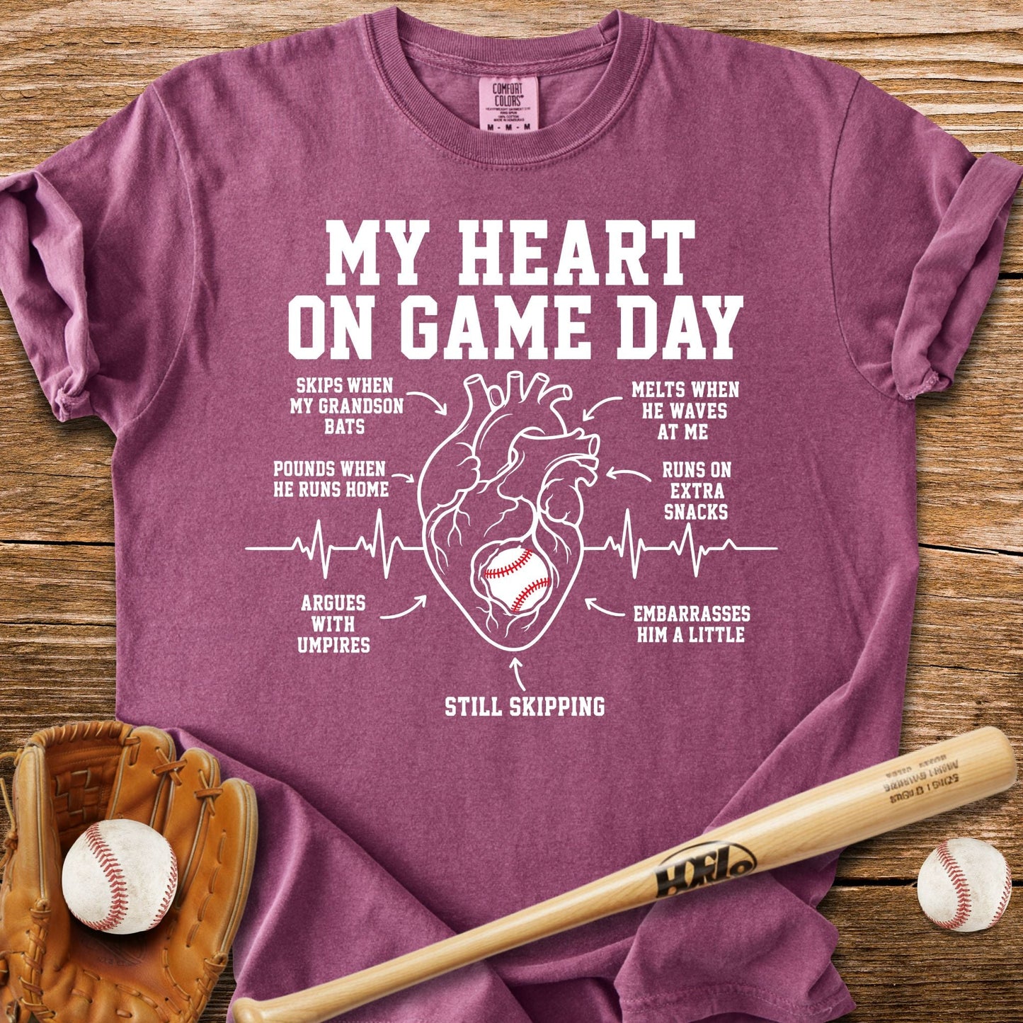 Grandson Game Day Heart T-Shirt - HomeRun PrintsComfort Colors