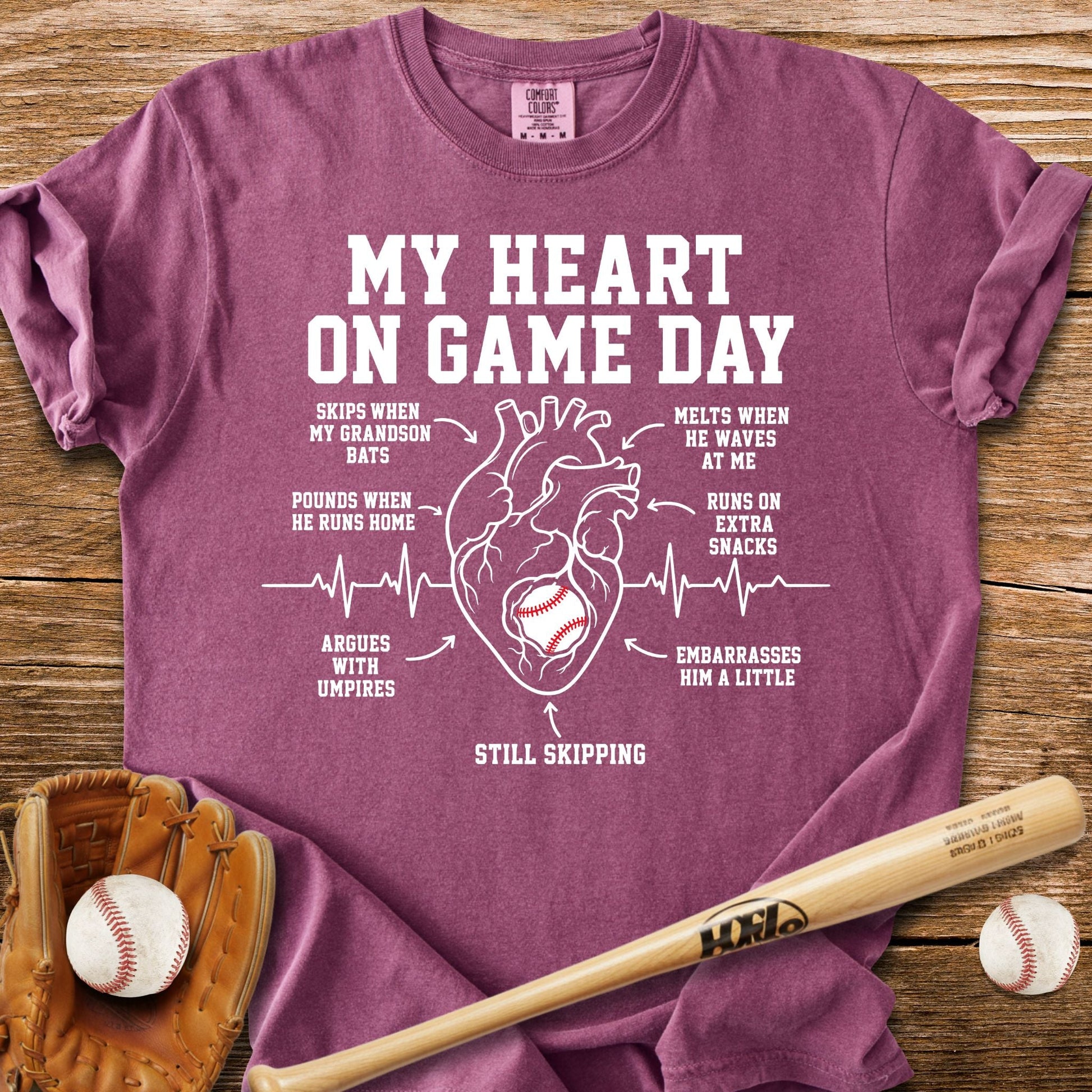 Grandson Game Day Heart T-Shirt - HomeRun PrintsComfort Colors