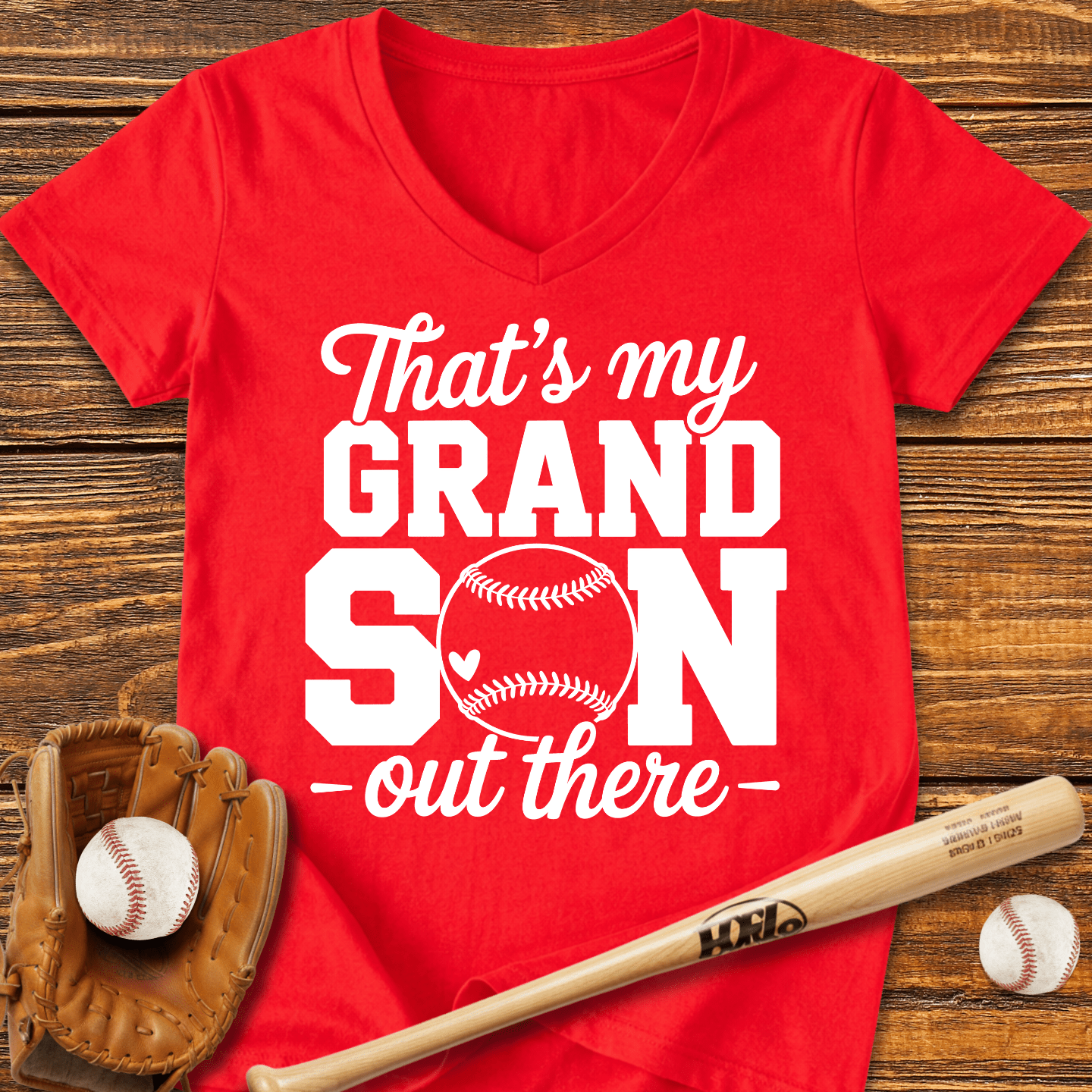 Grandson Out There Ladies V - Neck Tee - HomeRun PrintsV - neck