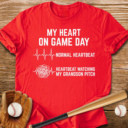 Grandson Pitch Races My Heart - HomeRun PrintsT-Shirt