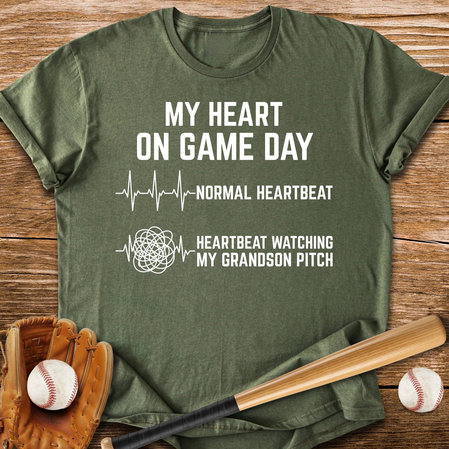 Grandson Pitch Races My Heart - HomeRun PrintsT-Shirt