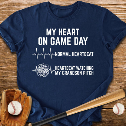 Grandson Pitch Races My Heart - HomeRun PrintsT-Shirt