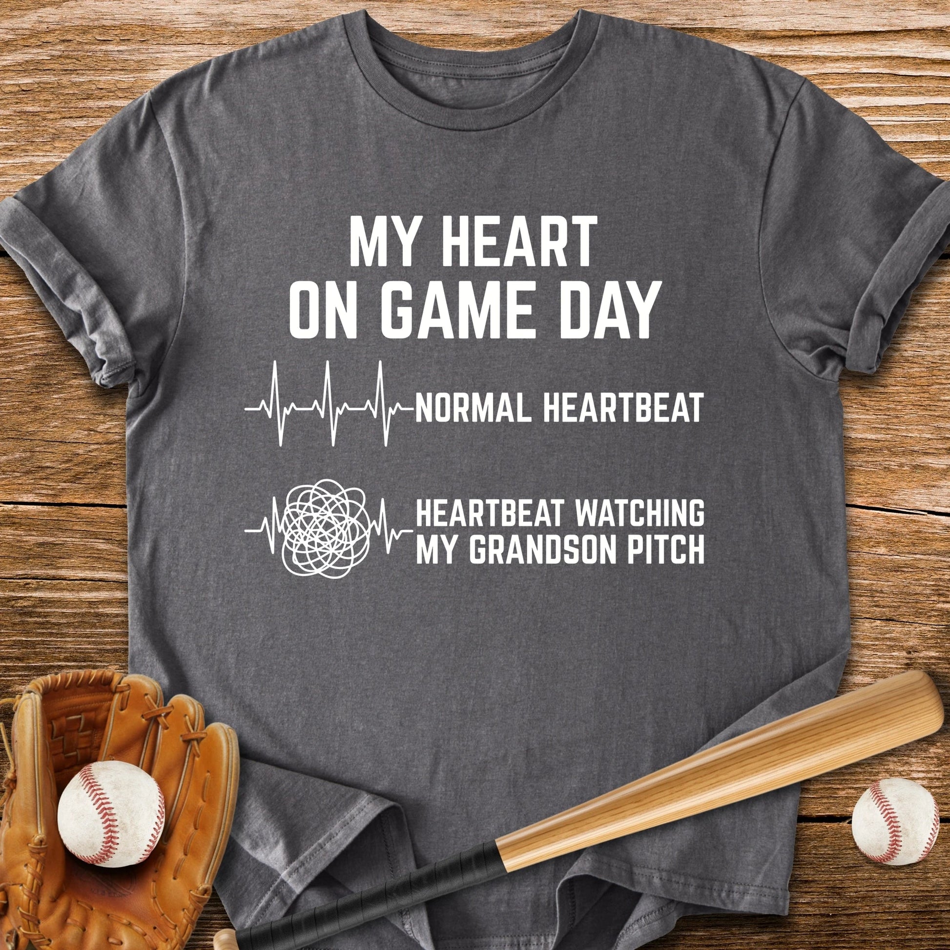 Grandson Pitch Races My Heart - HomeRun PrintsT-Shirt