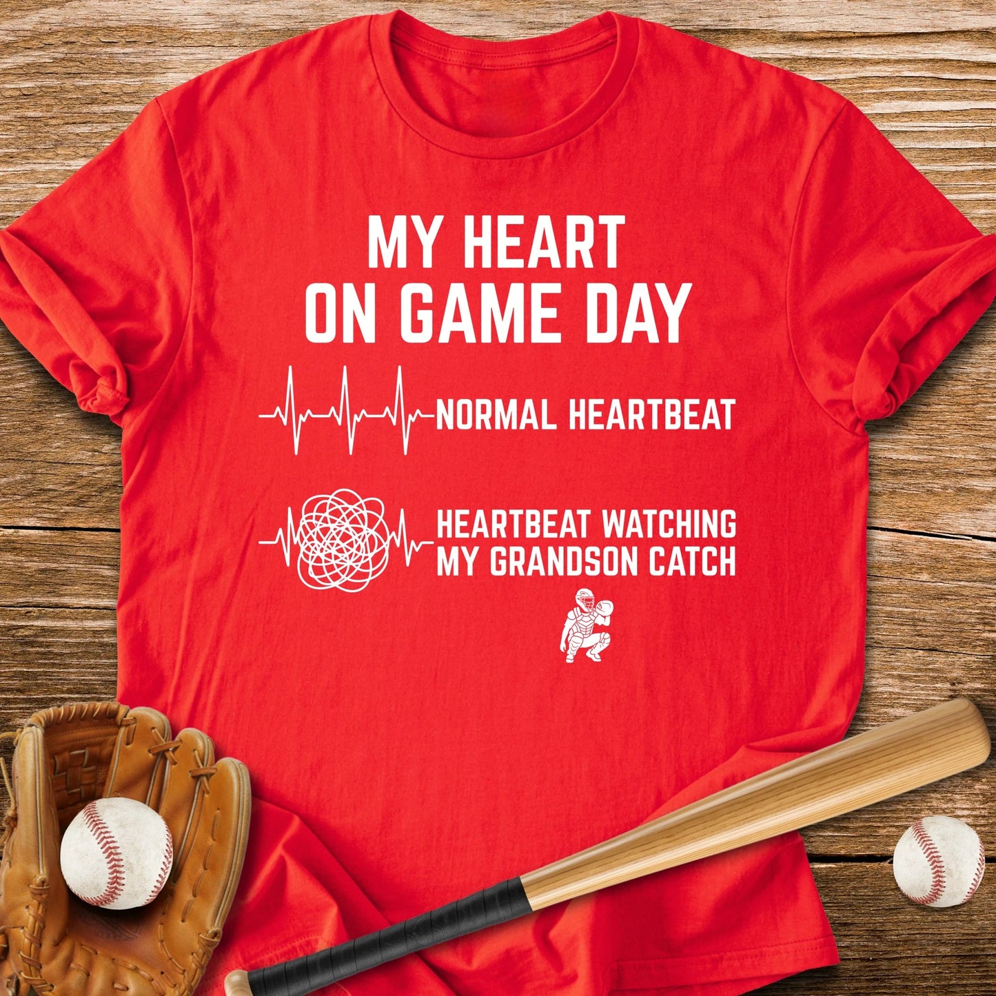 Grandson's Catch Races My Heart - HomeRun PrintsT-Shirt