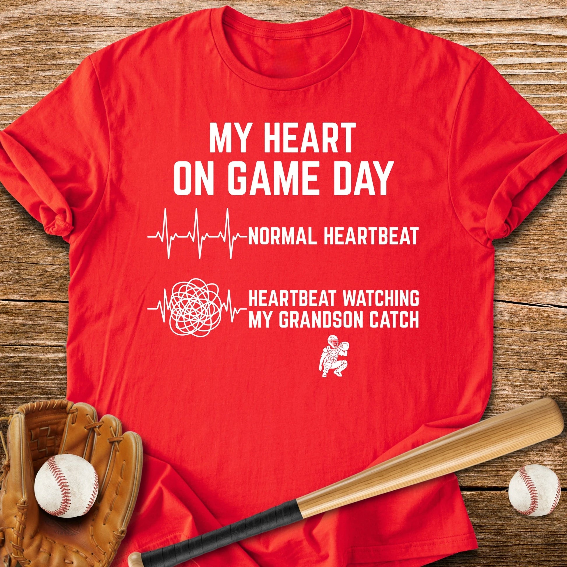 Grandson's Catch Races My Heart - HomeRun PrintsT-Shirt