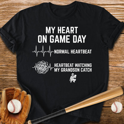 Grandson's Catch Races My Heart - HomeRun PrintsT-Shirt