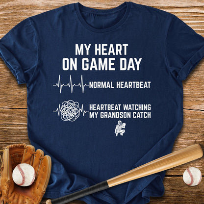 Grandson's Catch Races My Heart - HomeRun PrintsT-Shirt