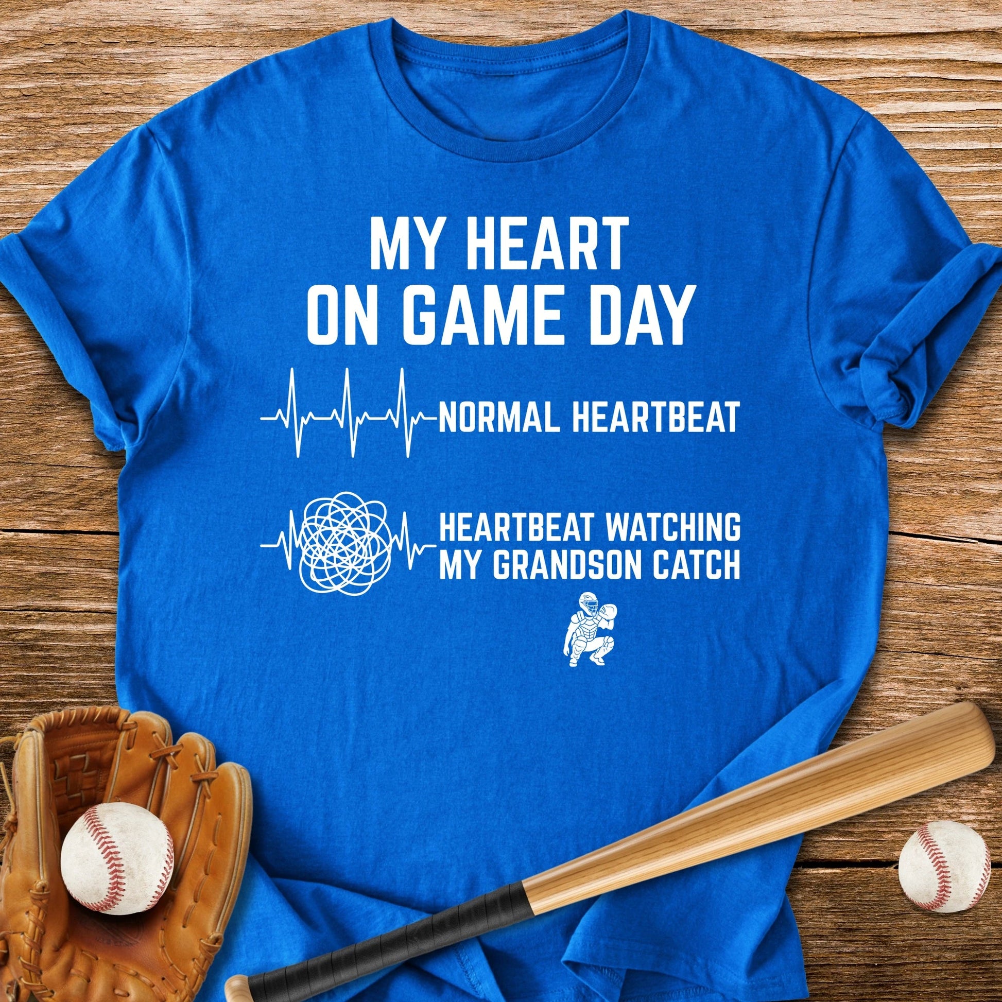 Grandson's Catch Races My Heart - HomeRun PrintsT-Shirt