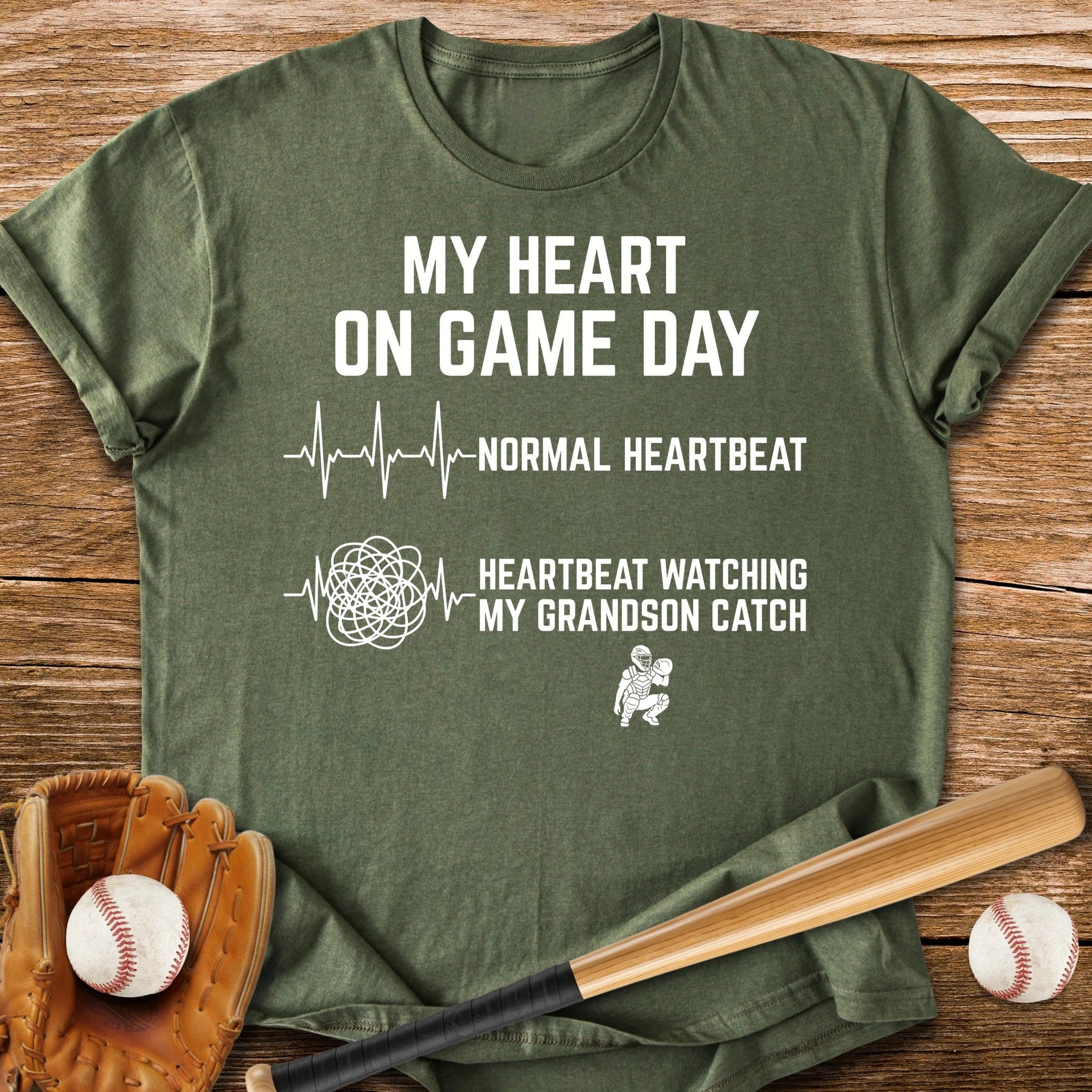 Grandson's Catch Races My Heart - HomeRun PrintsT-Shirt