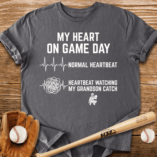 Grandson's Catch Races My Heart T-Shirt - HomeRun PrintsT-Shirt