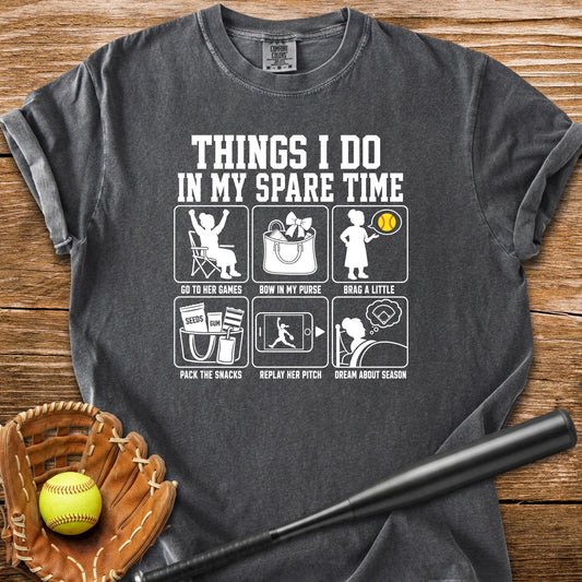 Her Softball Fills My Free Time - HomeRun PrintsComfort Colors